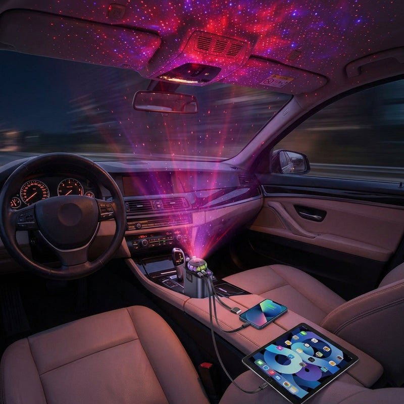 شاحن سيارة قابل للسحب 5 في 1 بإضاءة النجوم