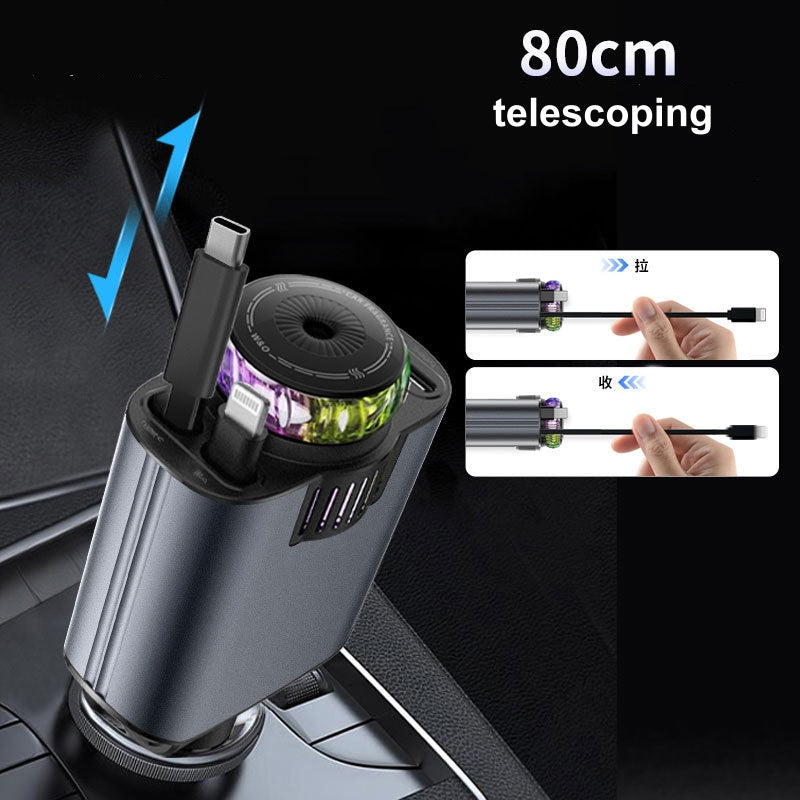 شاحن سيارة قابل للسحب 5 في 1 بإضاءة النجوم